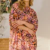 Full Size Floral Tied Neck Mini Dress - Black Multi