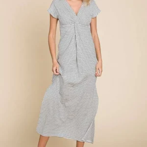 Alternative view of Full Size Striped Twisted Detail Dress - Black
