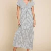 Full Size Striped Twisted Detail Dress - Black